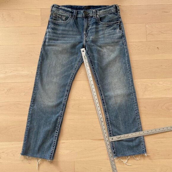 Silver Jeans Co. Eddie Mens relaxed fit lightweight Denim Jeans size 36 raw hems - Picture 7 of 10